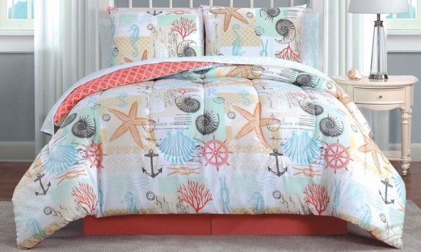 Coastal Print Quilt or Bed-in-a-Bag Sets (Multiple Options Available)