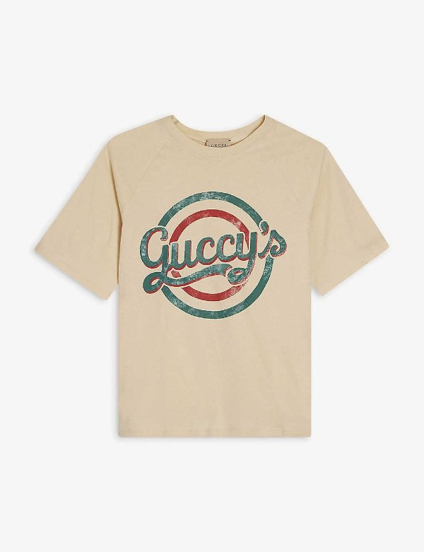 Guccy slogan-print cotton T-shirt 6-12 years
