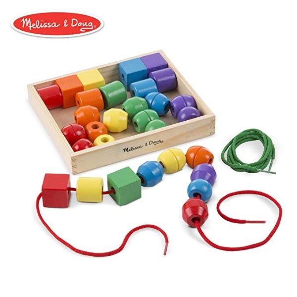 Primary Lacing Beads (Developmental Toys, Easy to Assemble, 30 Beads and 2 Laces)