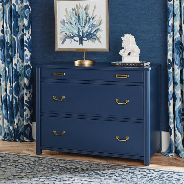 Aman Modular Home Office 3 Drawer File Cabinet in Navy Blue