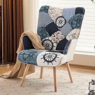 Paramount Accent Chair Multicolor Linen Available in 4 Options - Blue
