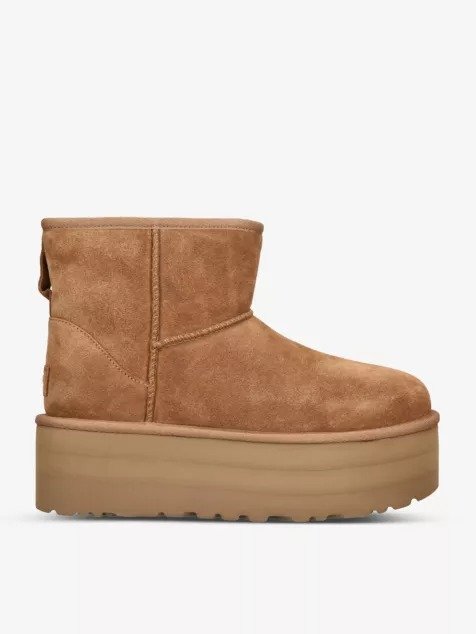 Classic Mini Platform suede and shearling boots