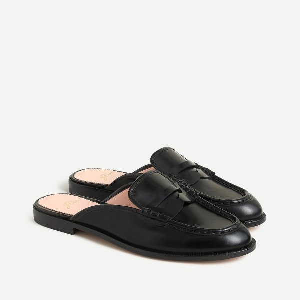 Classic leather loafer mules