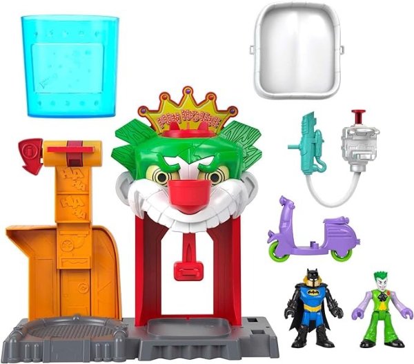-Price Imaginext DC Super Friends Batman Toy The Joker Funhouse Playset Color Changers with 2 Figures & Accessories for Ages 3+ Years
