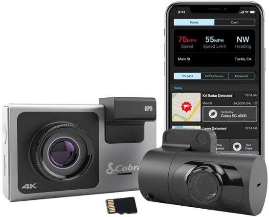 SC 400D Dual-View Smart Dash Cam with Rear-View Accessory Camera - Black/Silver