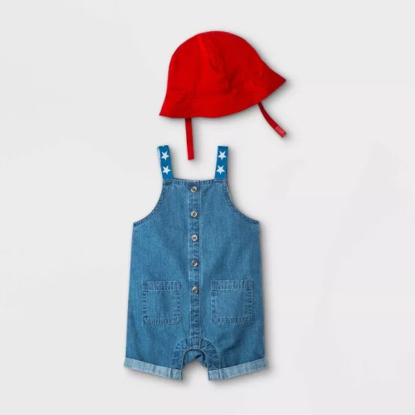Baby Denim Overalls with Hat - Cat & Jack™ Blue