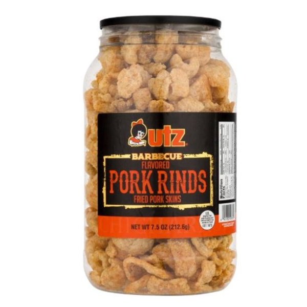 Pork Rinds, Barbecue, 7.5 oz Barrel