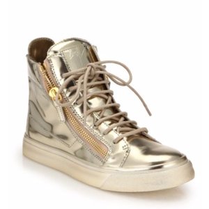 Giuseppe Zanotti Metallic Leather Side-Zip Sneakers