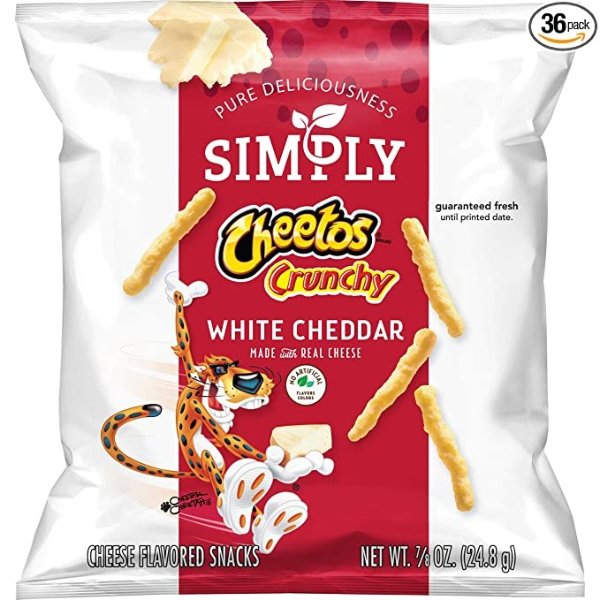 Simply Cheetos Crunchy White Cheddar, 0.87 Ounce, Pack of 36