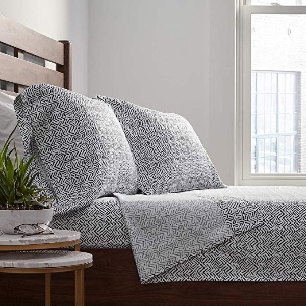 Boomerang Sateen 100% Cotton Bed Sheet Set, Full, Graphite Grey
