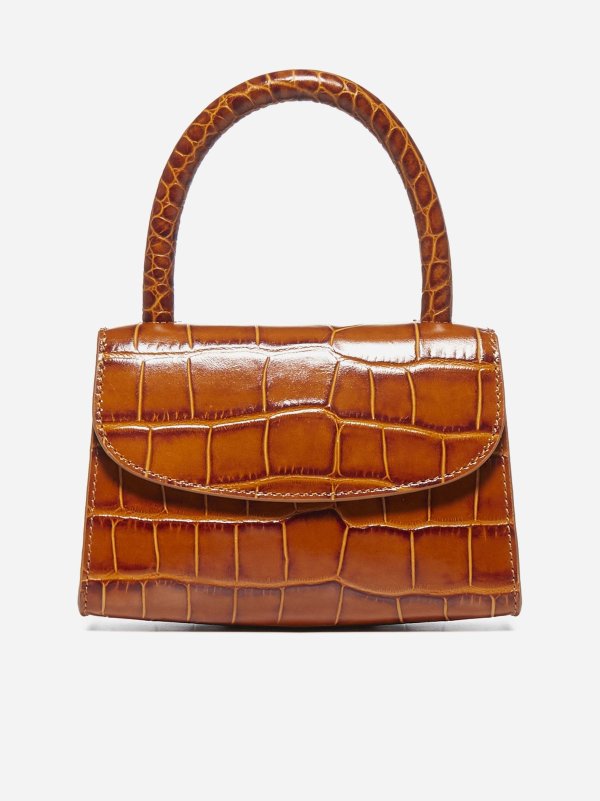 Mini crocodile-effect leather bag