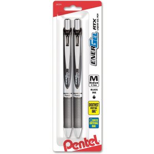 Pentel EnerGel Deluxe RTX Retractable Liquid Gel Pen, 0.7mm, Black Ink, 2 Pack