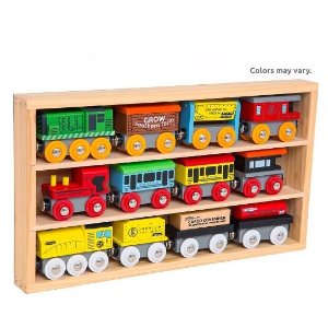 Orbrium Toys 12 Pcs Wooden Engines & Train Cars Collection fits Thomas, Brio, Chuggington @ Amazon