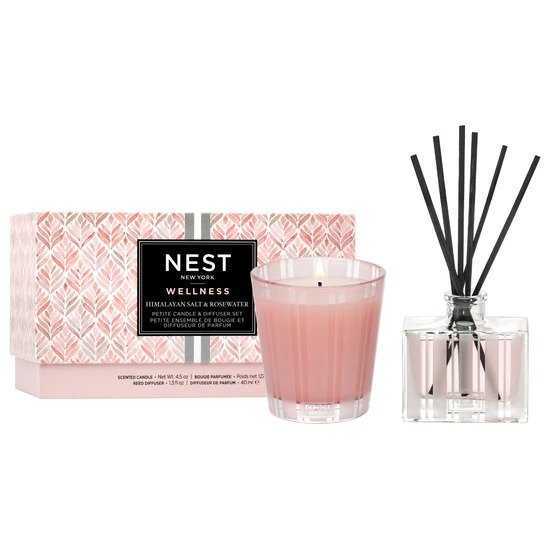 Himalayan Salt and Rosewater Petite Candle and Petite Reed Diffuser Set (Limited Edition)