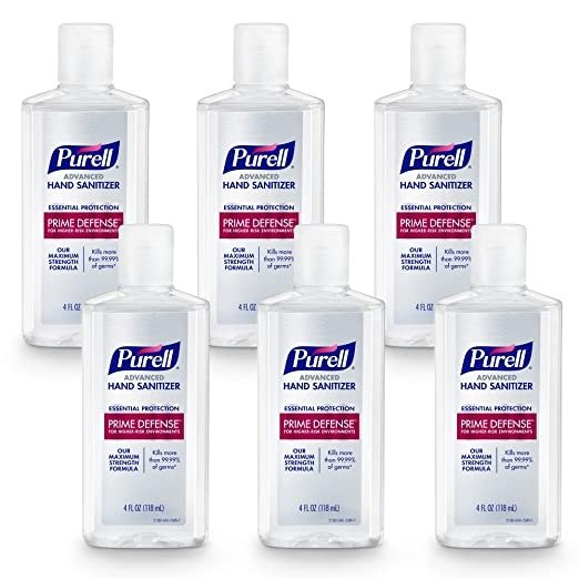 PRIME DEFENSE Advanced Hand Sanitizer, Essential Protection, 4 Fl Oz Travel Size Bottles (Pack of 6) - 3499-04-EC