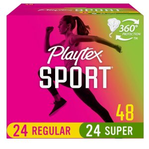 Playtex Sport Tampons Multipack, Regular and Super Absorbency, Unscented, 48 Count