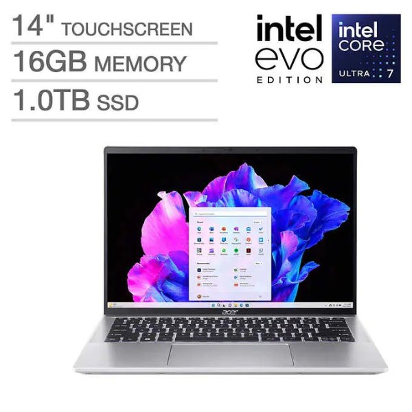 Swift Go 14 Evo Laptop (ICU7 155H, 16GB, 1TB)
