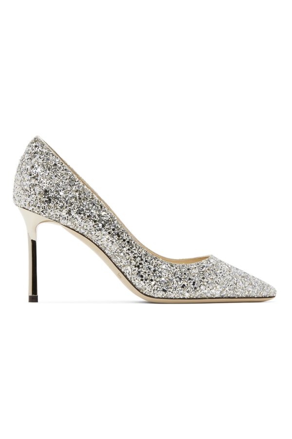 Silver Coarse Glitter Romy 85 Heels