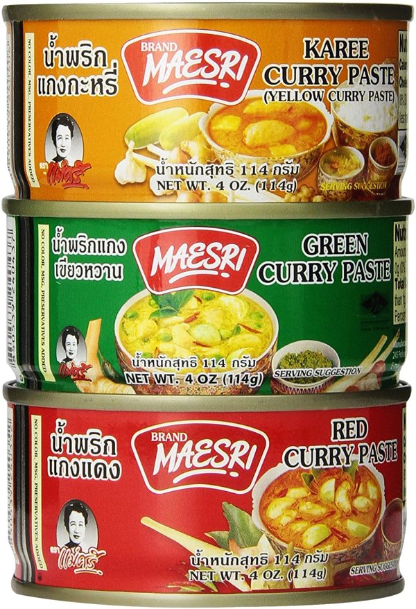 Maesri 黄+绿+红泰式咖喱酱 4oz 6罐