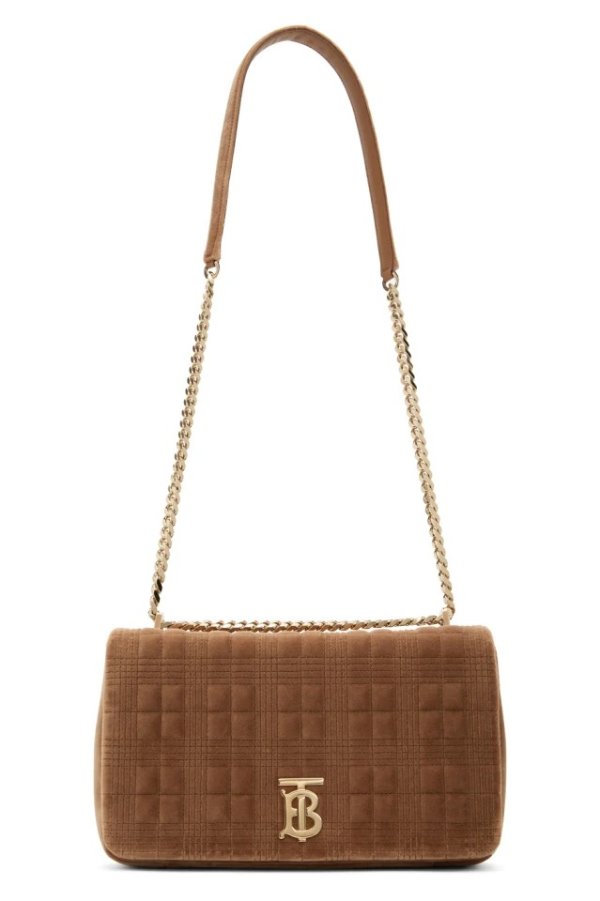 Brown Velvet Medium Lola Shoulder Bag