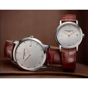 Baume et Mercier Classima Silver Dial Brown Leather Strap Men's Watch 10144