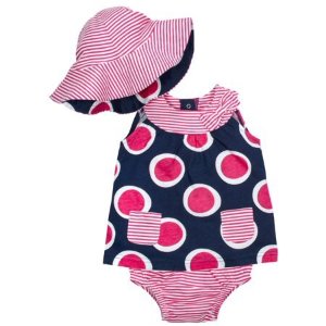 Gerber Baby Girl Dress, Diaper Cover & Reversible Hat, 3-piece Set