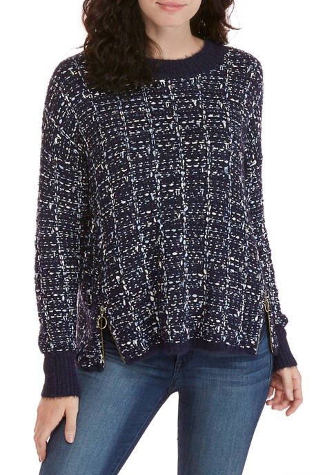 Women's Long Sleeve Tweed Sweater