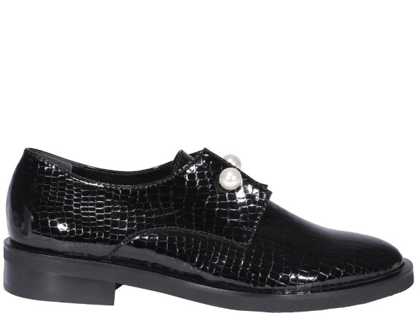 Pearl Embellished Embossed Loafers