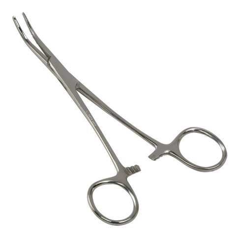MABIS Precision Kelly Forceps Locking Tweezers Clamp, Silver, Curved, 5-1/2 Inch, 1 Count (Pack of 1)