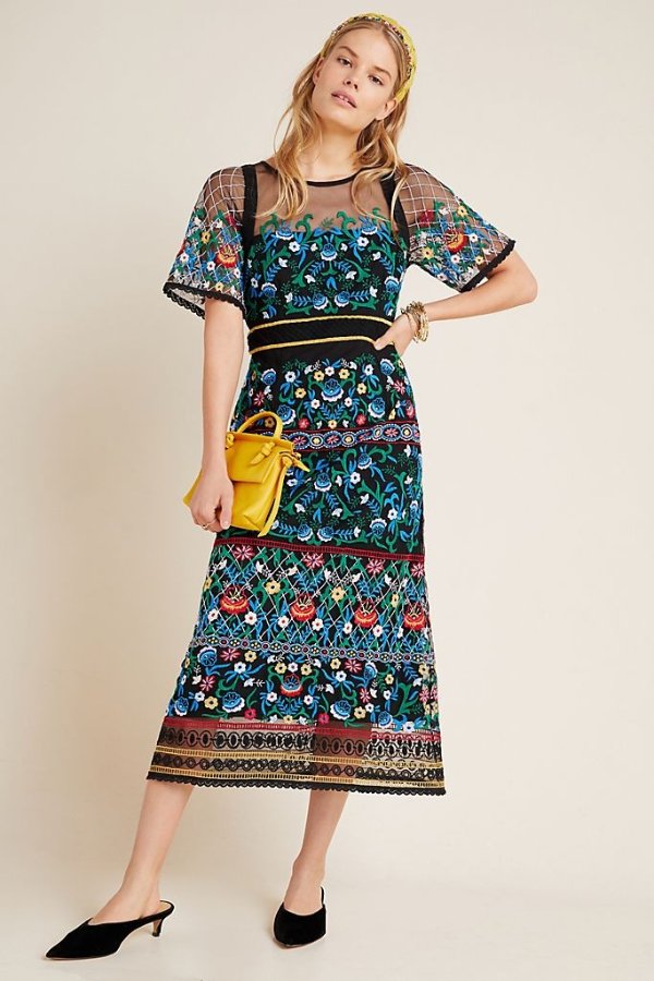 Esther Embroidered Midi Dress