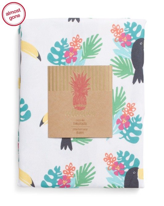 Tropical Toucan Print Indoor Outdoor Tablecloth
