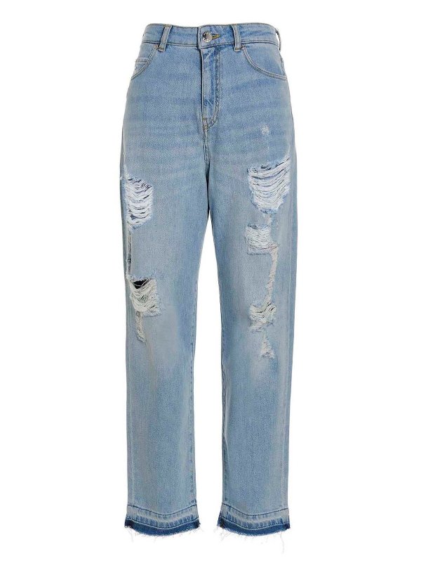 Straight Leg Distressed Cropped Jeans