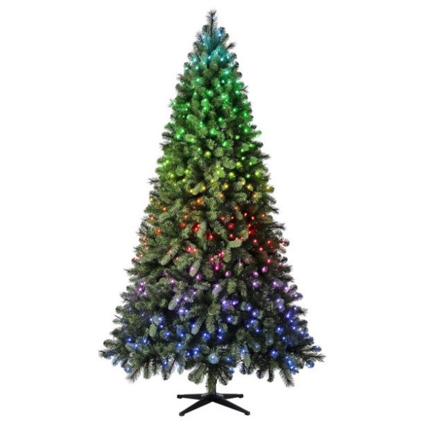 Evergreen Classics Prelit 435 Twinkly App-Controlled RGB LED Lights, Carolina Spruce Artificial Christmas Tree, 7.5'