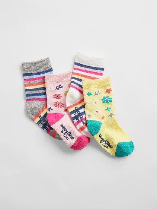 babyGap Floral Stripe Crew Socks (4-Pack)