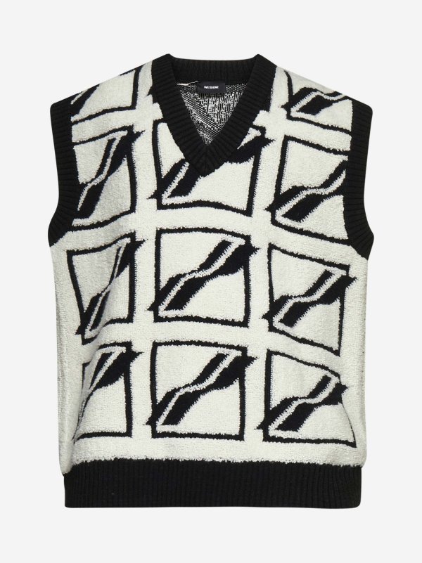 All-over logo wool blend vest