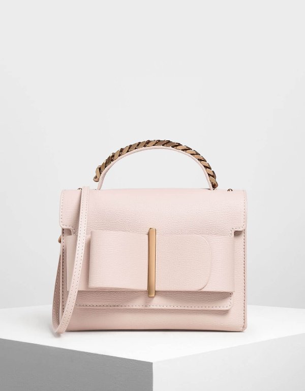 Pink Bow Buckle Chain Top Handle Bag | CHARLES & KEITH US