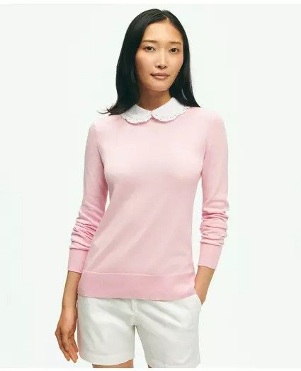 Cotton Sweater With Removable Ruffle Collar