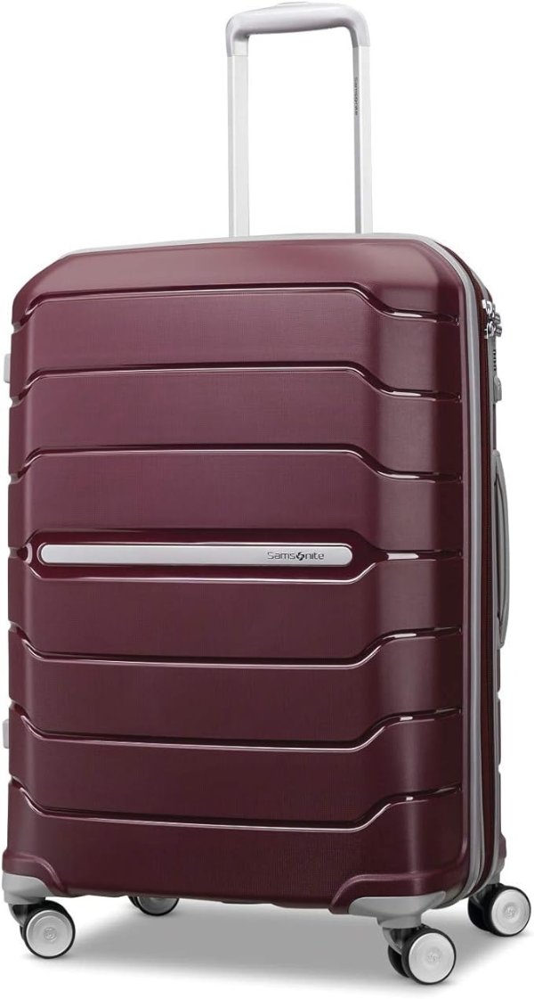 Freeform Hardside Expandable with Double Spinner Wheels, Checked-Medium 24-Inch, Merlot