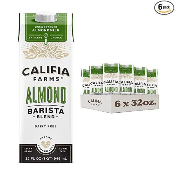 s - Almond Milk, Unsweetened Barista Blend, 32 Oz (Pack of 6) | Shelf Stable | Non Dairy | Nut Milk | Creamer | Sugar Free | Keto Friendly | Vegan | Plant Based | Whole30 | Non-GMO