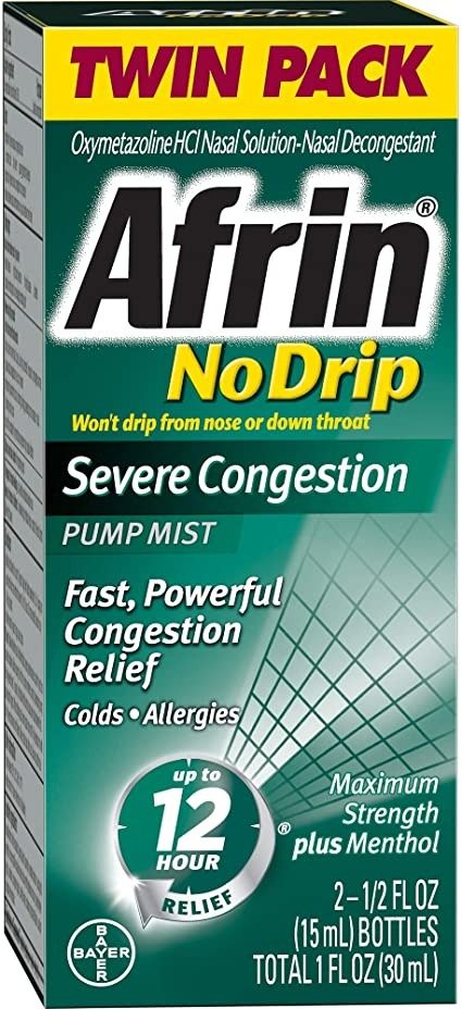 No Drip Severe Congestion Maximum Strength 12 Hour Nasal Congestion Relief Spray - 2 15 mL Bottles