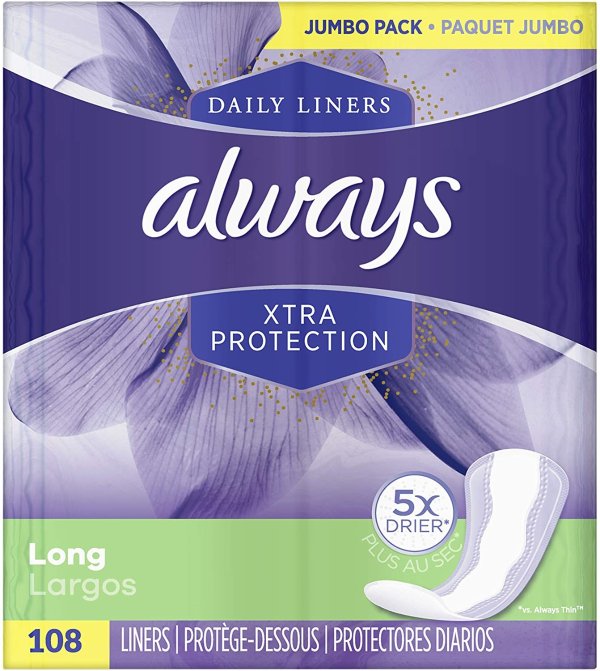 Xtra Protection Daily Liners, Long, 108 Count
