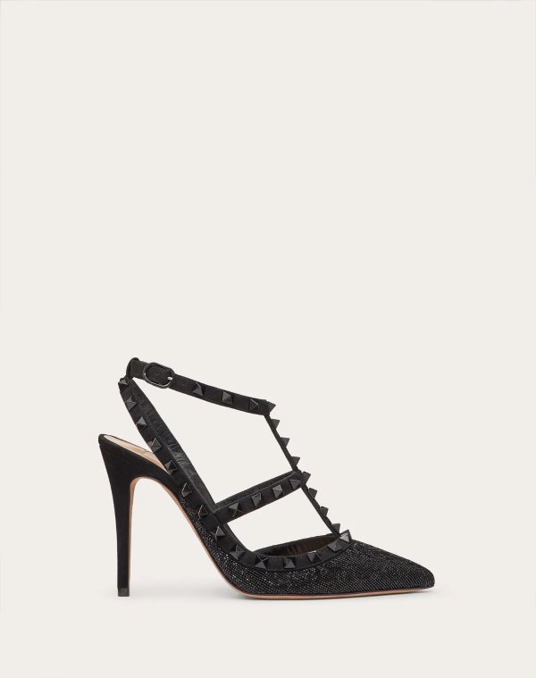 Valentino Garavani Rockstud Ankle Strap Calfskin Leather Pump with Tonal Studs 100 mm for Woman | Valentino Online Boutique