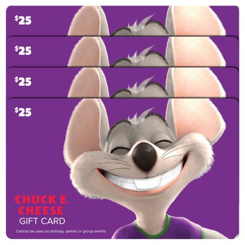 Chuck E. Cheese $25 电子礼卡 4张