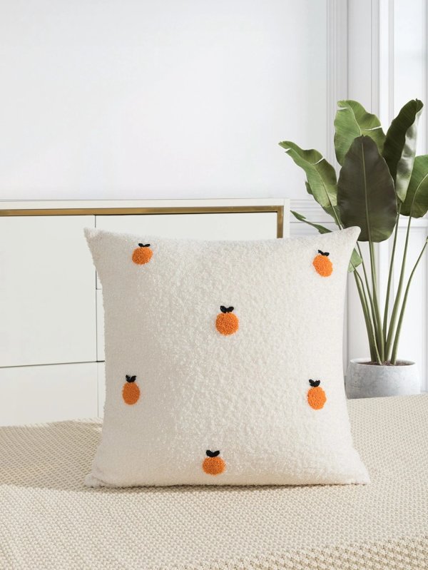 Fuzzy Fruit Embroidered Cushion Cover Without Filler