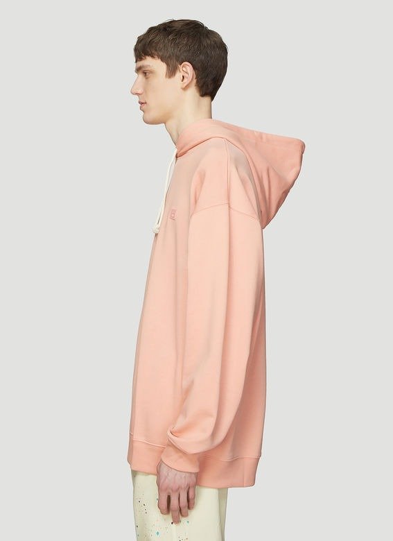 Hooded Oversized Face Patch Sweatshirt in Pink