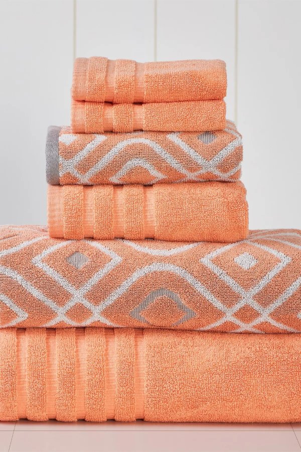 Yard Dyed Towel 6-Piece Set - Oxford Coral