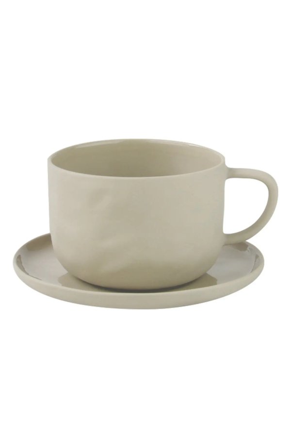 Stoneware Teacup & Saucer Set
