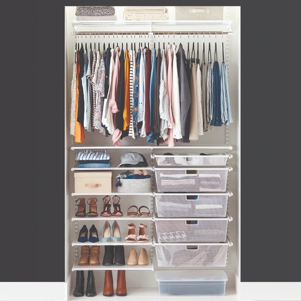 Elfa Classic 4' White Reach-In Clothes Closet