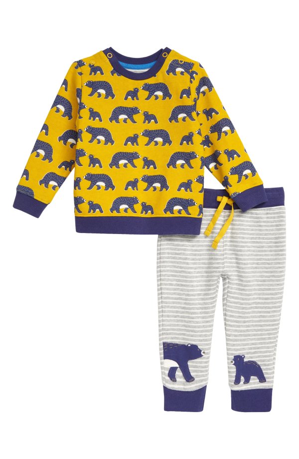 Cozy Bear Print Sweatshirt & Pants Set