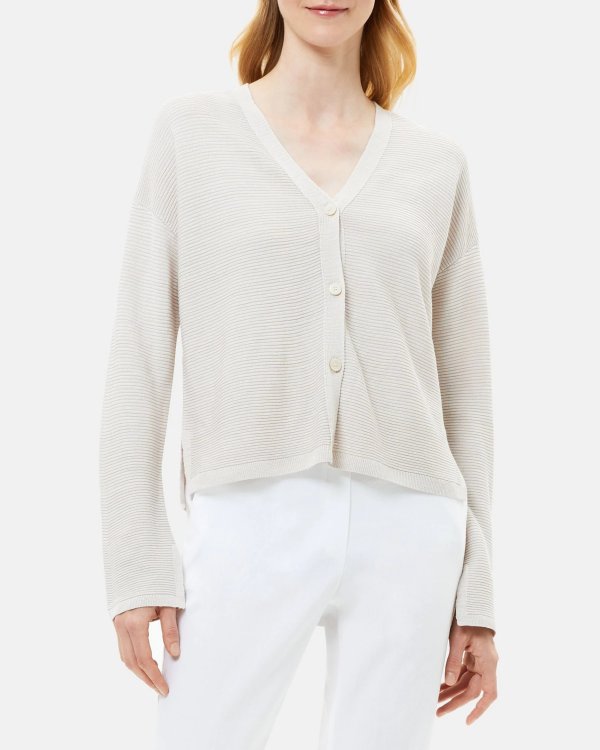 Relaxed Cardigan in Textured Linen